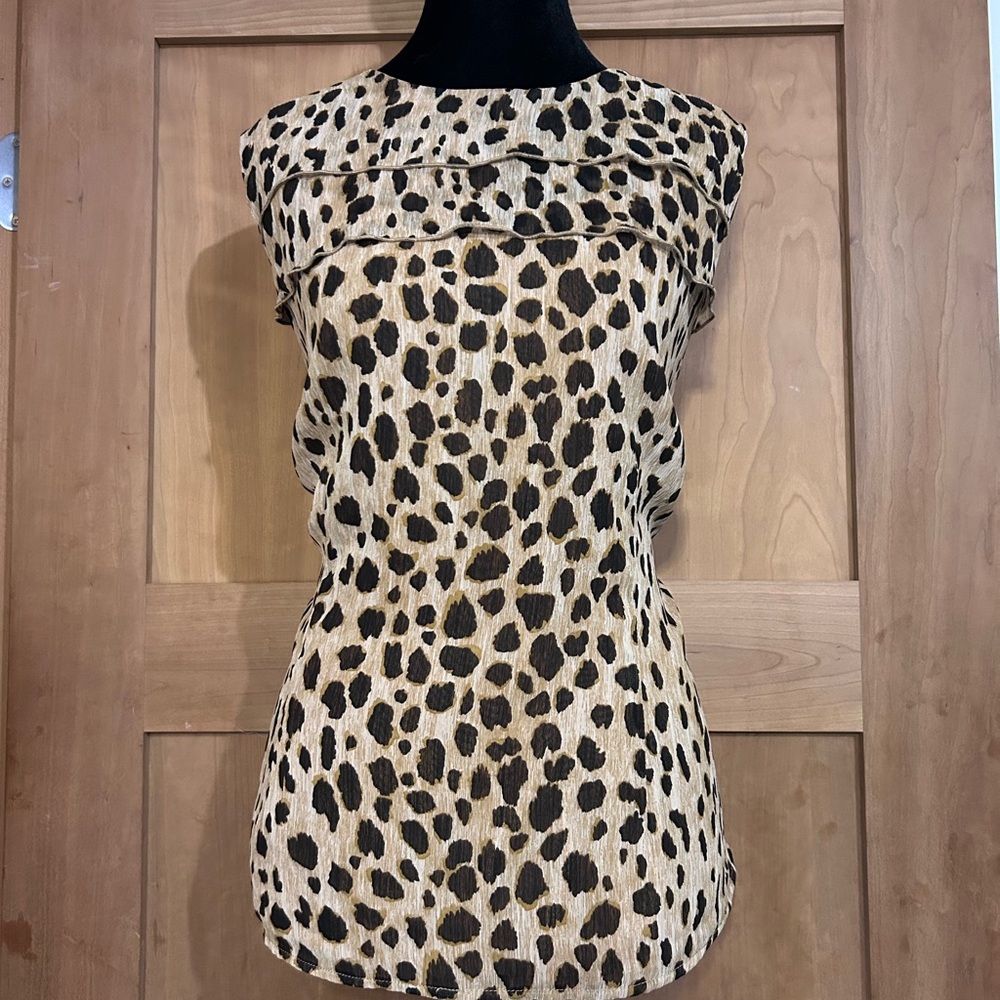 Merona Animal Print Women's Blouse - Black and Tan